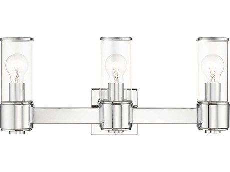 Livex Lighting Quincy 3-Light Polished Chrome Glass Vanity Light