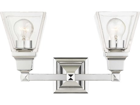 Livex Lighting Mission 2-Light Polished Chrome Glass Vanity Light