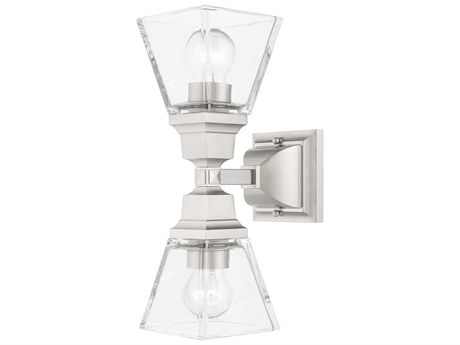 Livex Lighting Mission 2-Light Brushed Nickel Glass Wall Sconce