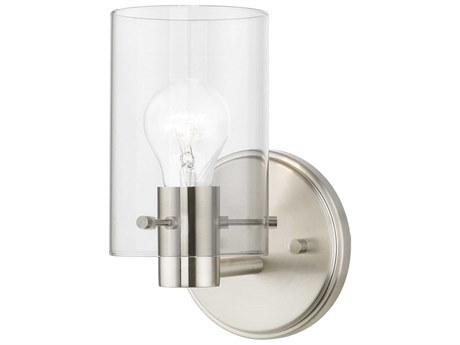 Livex Lighting Munich 1-Light Brushed Nickel Glass Wall Sconce
