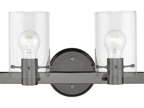 Livex Lighting Munich 2-Light Black Chrome Glass Vanity Light