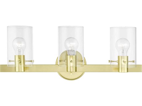 Livex Lighting Munich 3-Light Satin Brass Glass Vanity Light