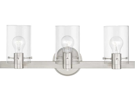 Livex Lighting Munich 3-Light Brushed Nickel Glass Vanity Light
