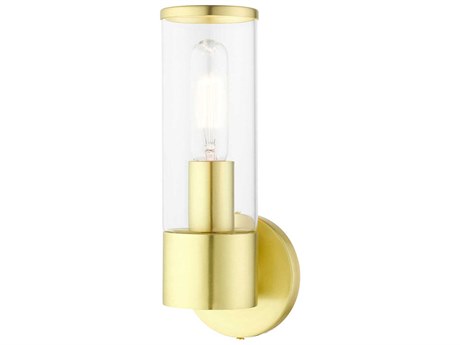 Livex Lighting Banca 1-Light Satin Brass Clear Glass Wall Sconce