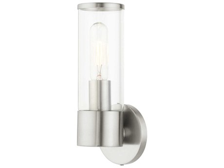 Livex Lighting Banca 1-Light Brushed Nickel Clear Glass Wall Sconce