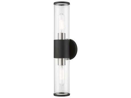 Livex Lighting Banca 2-Light Black With Brushed Nickel Accent Glass Vanity Light