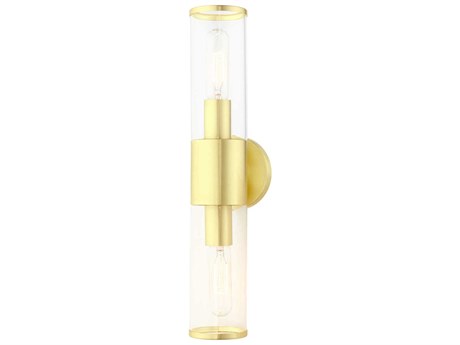 Livex Lighting Banca 2-Light Satin Brass Clear Glass Vanity Light