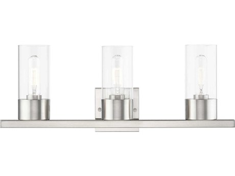 Livex Lighting Carson 3-Light Brushed Nickel Glass Vanity Light
