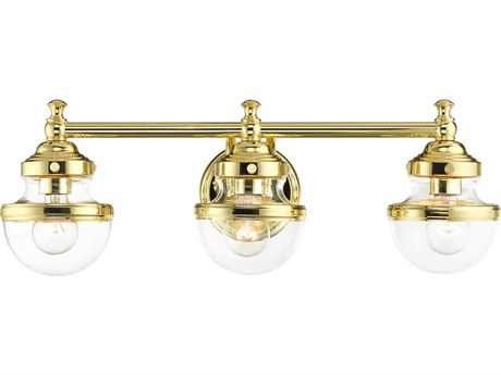 Livex Lighting Oldwick 3-Light Polished Brass Glass Vanity Light