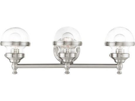 Livex Lighting Oldwick 3-Light Brushed Nickel Glass Vanity Light