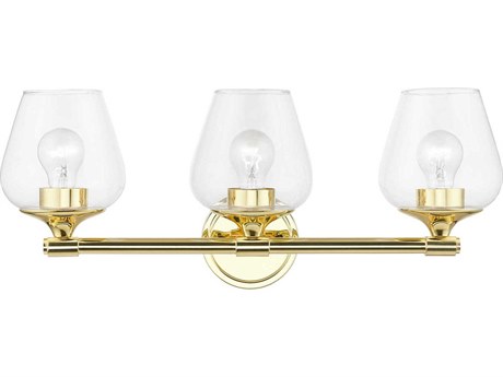 Livex Lighting Willow 3-Light Polished Brass Glass Vanity Light