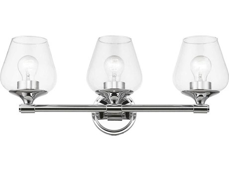 Livex Lighting Willow 3-Light Polished Chrome Glass Vanity Light