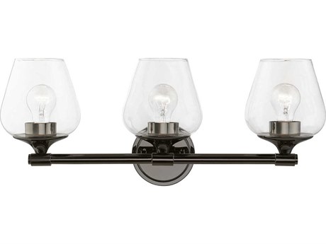 Livex Lighting Willow 3-Light Black Chrome Glass Vanity Light