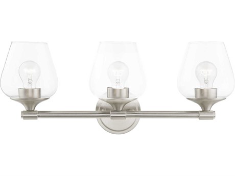 Livex Lighting Willow 3-Light Brushed Nickel Glass Vanity Light