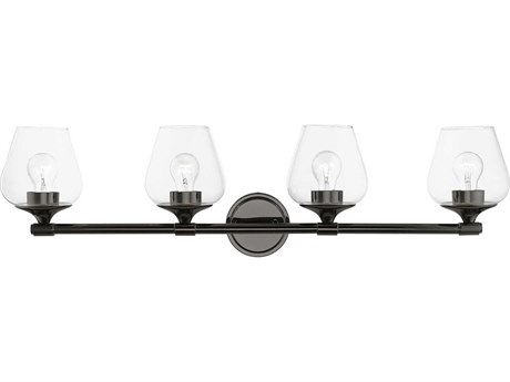 Livex Lighting Willow 4-Light Black Chrome Glass Vanity Light