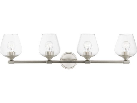 Livex Lighting Willow 4-Light Brushed Nickel Glass Vanity Light
