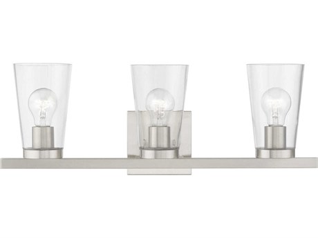 Livex Lighting Cityview 3-Light Brushed Nickel Glass Vanity Light