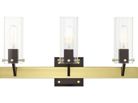 Livex Lighting Beckett 3-Light Satin Brass Clear Glass Vanity Light