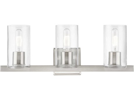 Livex Lighting Clarion 3-Light Brushed Nickel Glass Vanity Light