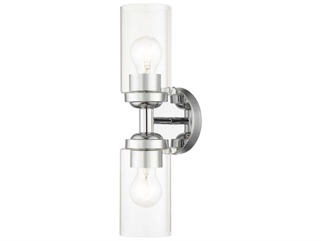 Livex Lighting Whittier 2-Light Polished Chrome Glass Vanity Light