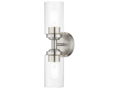 Livex Lighting Whittier 2-Light Brushed Nickel Glass Vanity Light