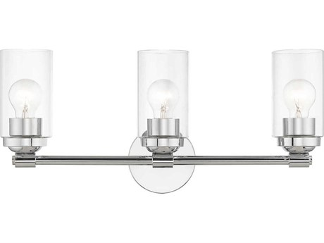 Livex Lighting Whittier 3-Light Polished Chrome Glass Vanity Light