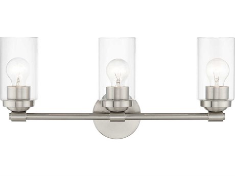 Livex Lighting Whittier 3-Light Brushed Nickel Glass Vanity Light