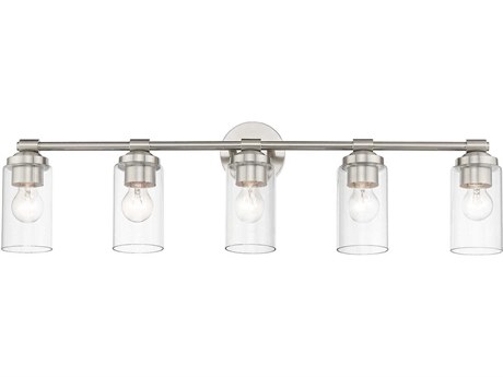 Livex Lighting Whittier 5-Light Brushed Nickel Glass Vanity Light
