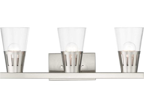 Livex Lighting Bennington 3-Light Brushed Nickel Glass Vanity Light