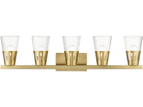 Livex Lighting Bennington 5-Light Natural Brass Glass Vanity Light