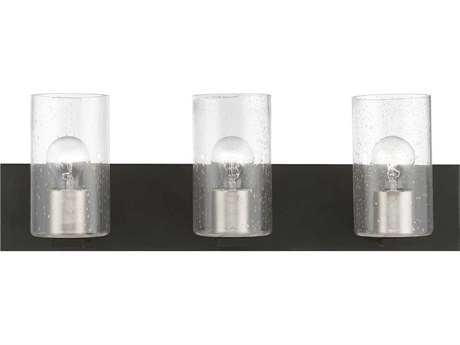 Livex Lighting Zurich 3-Light Black Brushed Nickel Glass Vanity Light