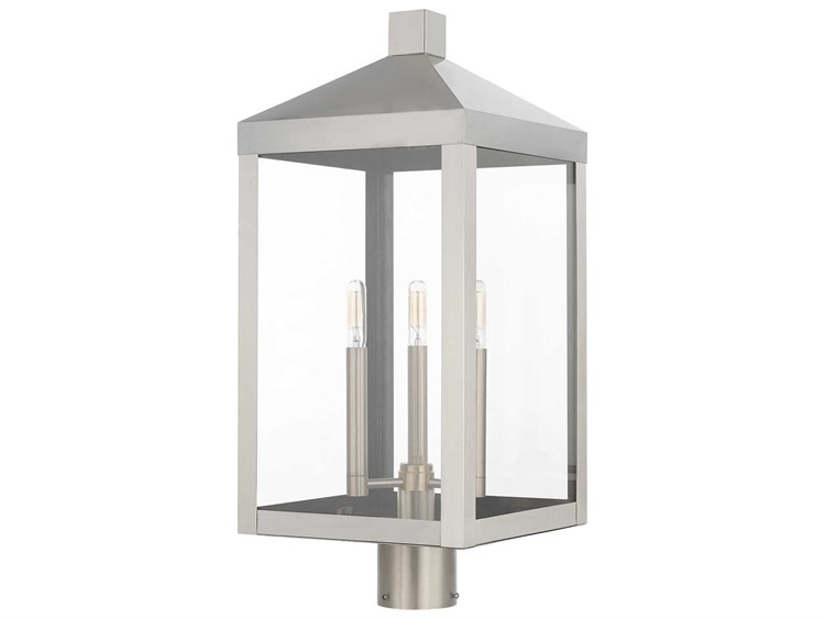 Livex Lighting Nyack 3-Light Outdoor Post Brushed Nickel 2