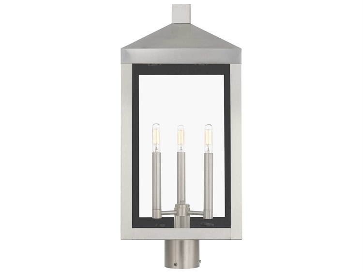 Livex Lighting Nyack 3-Light Outdoor Post Brushed Nickel 3