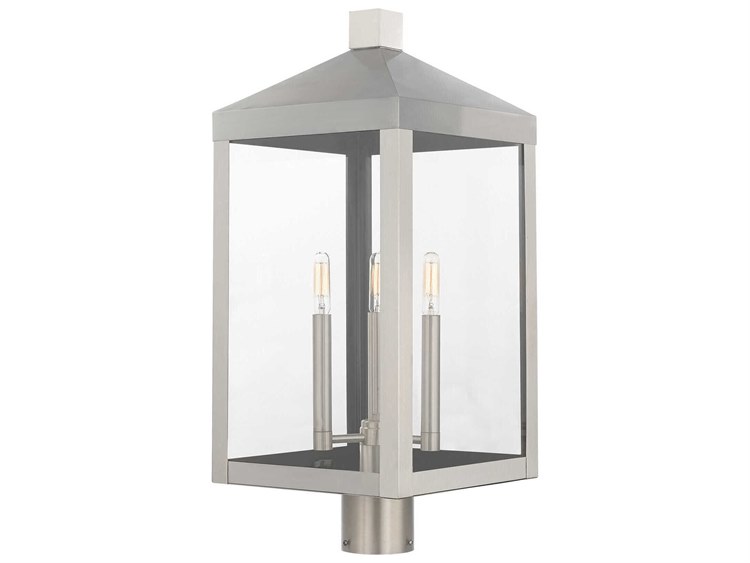 Livex Lighting Nyack 3-Light Outdoor Post Brushed Nickel 4