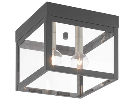 Livex Lighting Nyack 2-Light Scandinavian Gray Glass Flush Mount