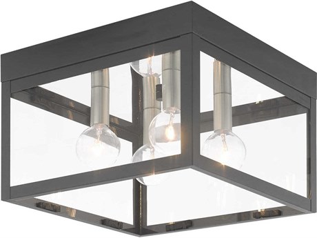 Livex Lighting Nyack 4-Light Scandinavian Gray Glass Flush Mount