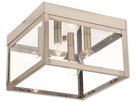 Livex Lighting Nyack 4-Light Brushed Nickel Glass Flush Mount