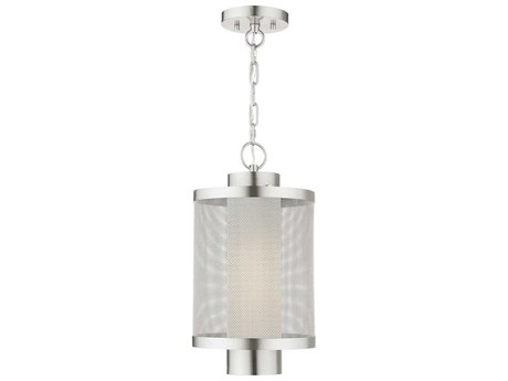 Livex Lighting Nottingham 1-Light Brushed Nickel Glass Lantern Mini Pendant