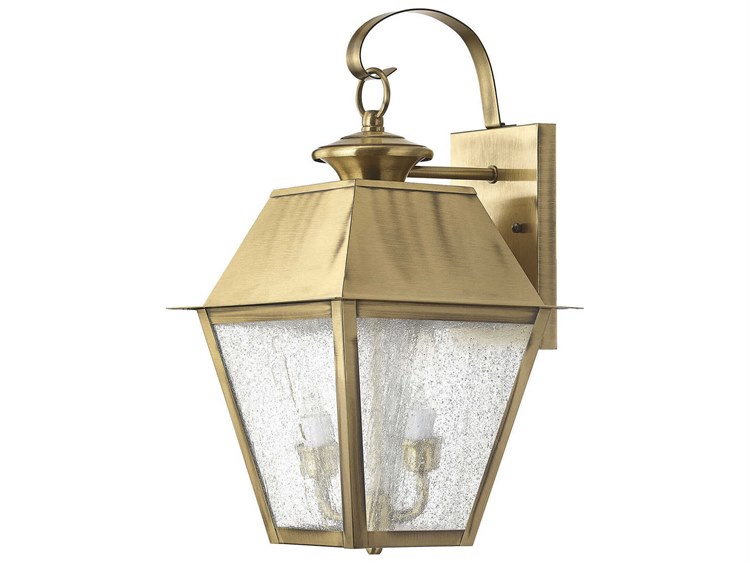 Livex Lighting Mansfield 2-Light Outdoor Wall Light Antique Brass 2