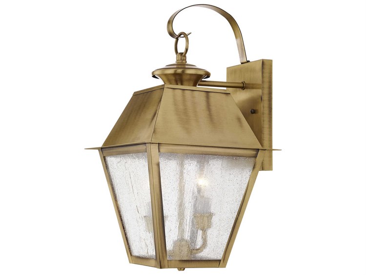 Livex Lighting Mansfield 2-Light Outdoor Wall Light Antique Brass 3