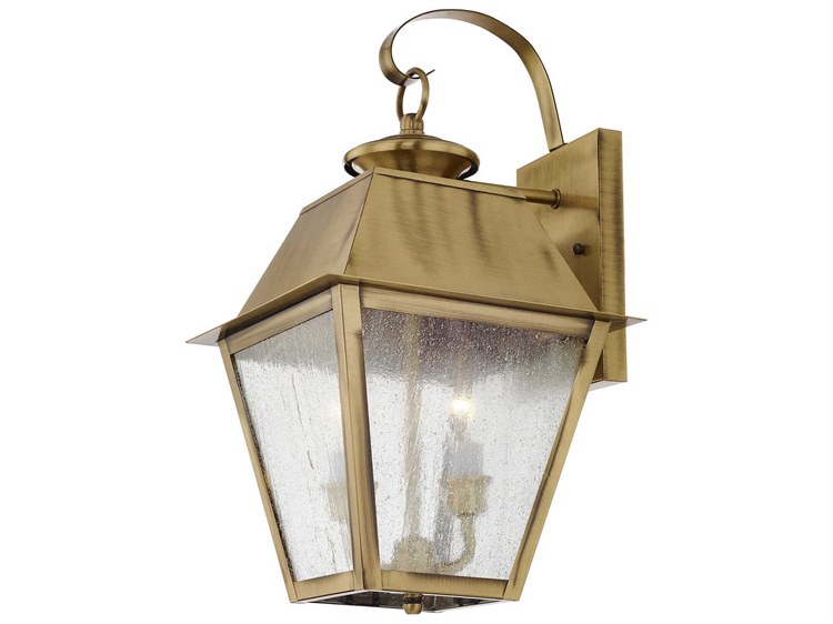 Livex Lighting Mansfield 2-Light Outdoor Wall Light Antique Brass 4