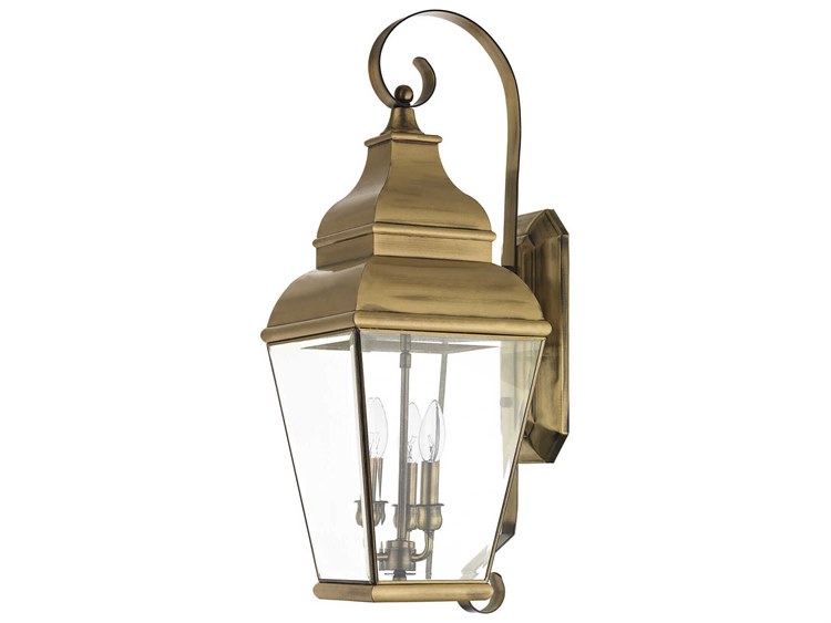 Livex Lighting Exeter 3-Light Outdoor Wall Light Antique Brass 2