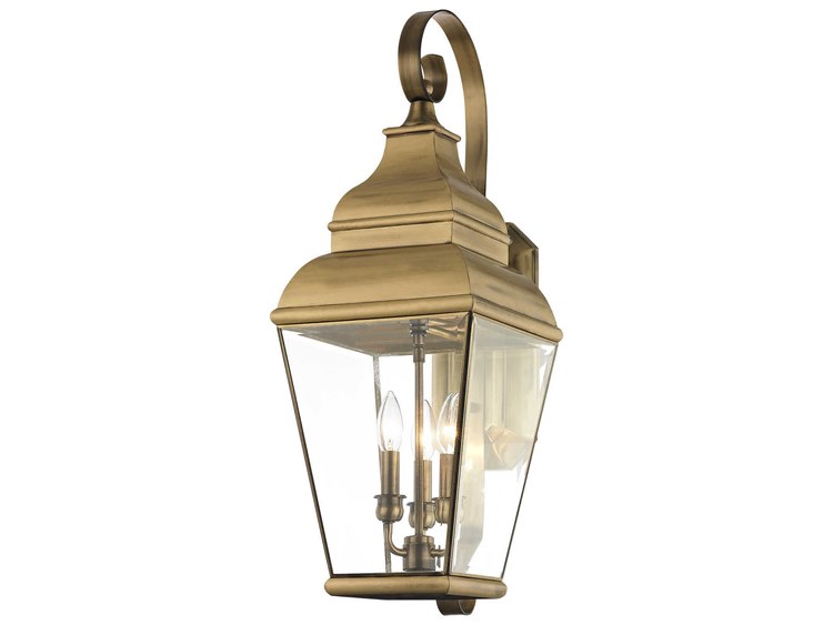 Livex Lighting Exeter 3-Light Outdoor Wall Light Antique Brass 3