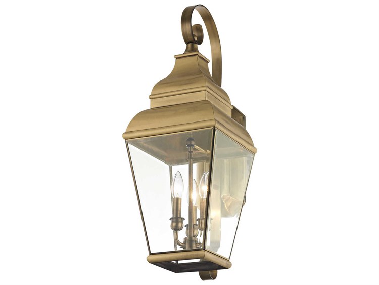 Livex Lighting Exeter 3-Light Outdoor Wall Light Antique Brass 4