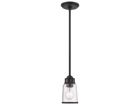Livex Lighting Lawrenceville 1-Light Bronze Clear Glass Bell Mini Pendant