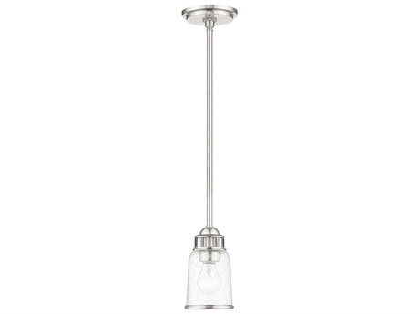 Livex Lighting Lawrenceville 1-Light Brushed Nickel Clear Glass Bell Mini Pendant