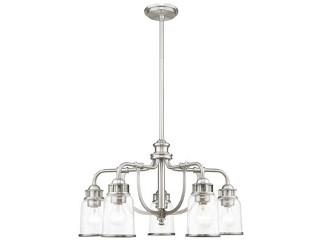 Livex Lighting Lawrenceville 5-Light Brushed Nickel Clear Glass Bell Chandelier