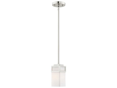 Livex Lighting Harding 1-Light Brushed Nickel Glass Cylinder Mini Pendant