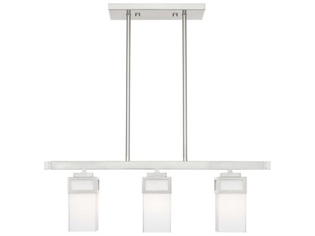Livex Lighting Harding 3-Light Brushed Nickel Glass Island Pendant