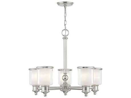 Livex Lighting Middlebush 5-Light Polished Nickel Glass Cylinder Chandelier